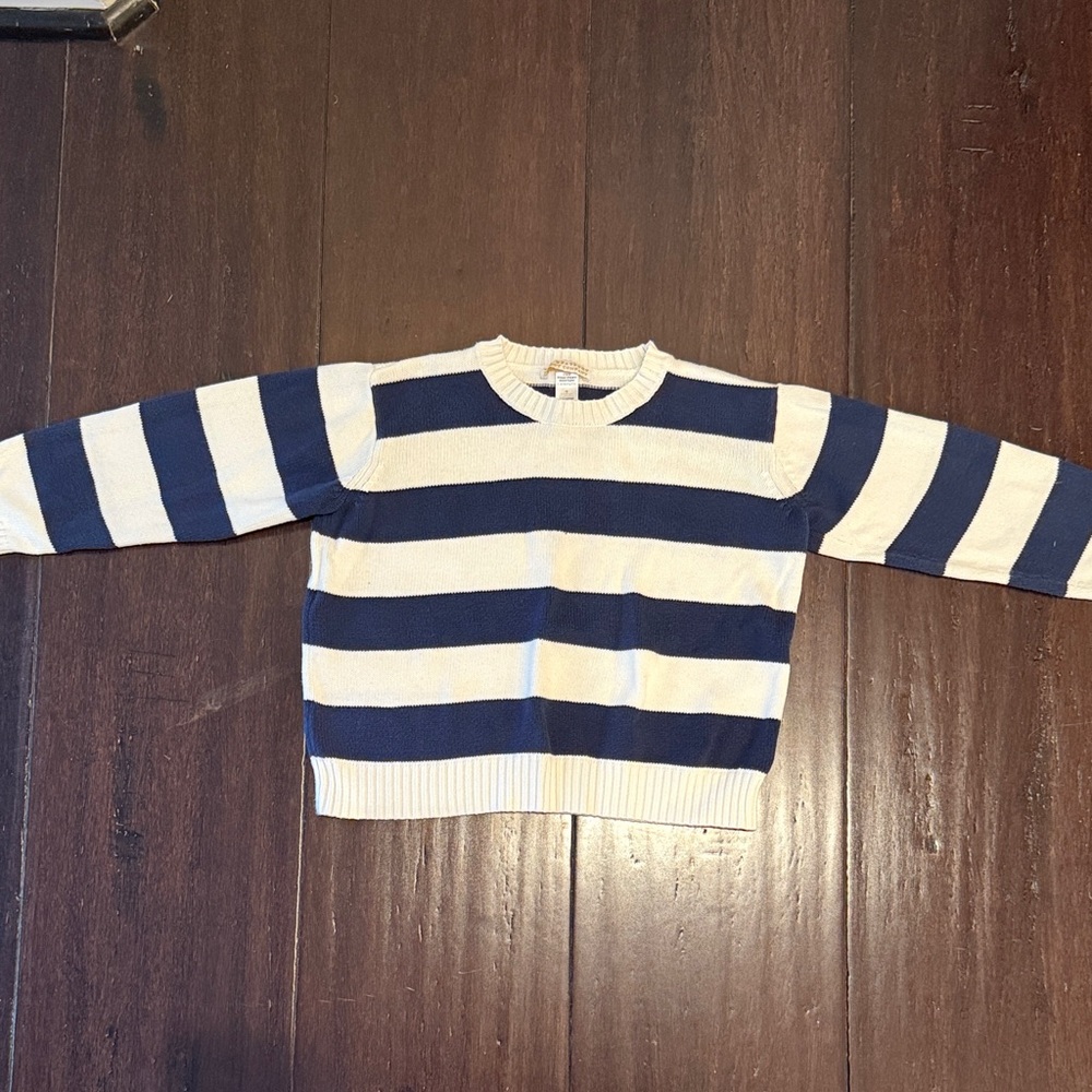 Striped Navy and Cream Sweater. TBBC. Size 7